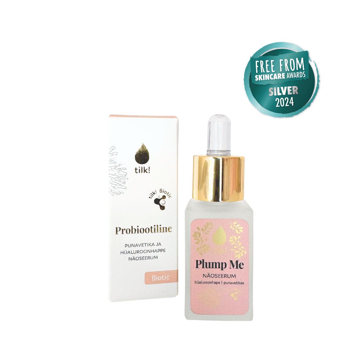 Plump Me Probiotic Moisturising Face Serum with Hyaluronic Acid and Red Algae, 15ml - Jolz Eco