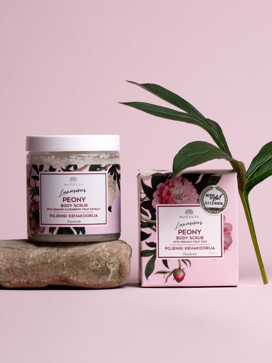 Peony Body Scrub With Organic Fruit Oils - 250 ml - Jolz Eco