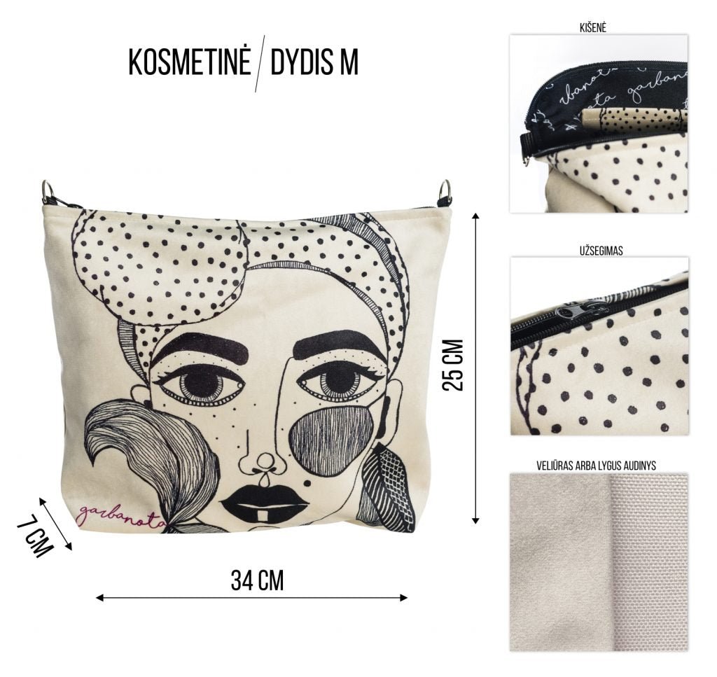 MAKEUP BAG / POUCH ROSE - BLACK - Jolz Eco