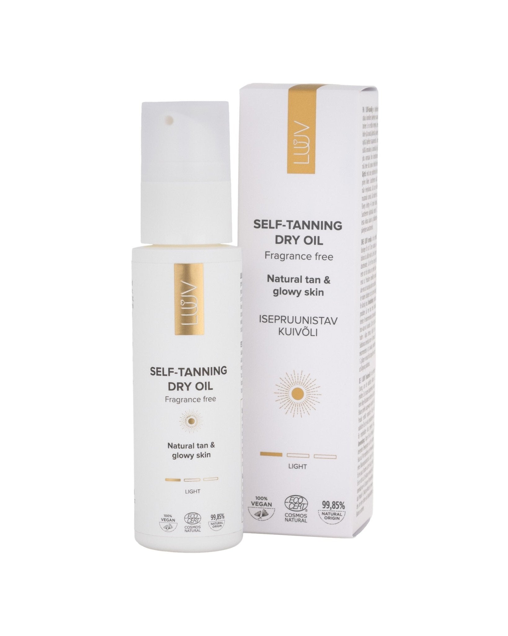 Natural Self Tanning Dry Oil Light COSMOS, 100ml - Jolz Eco